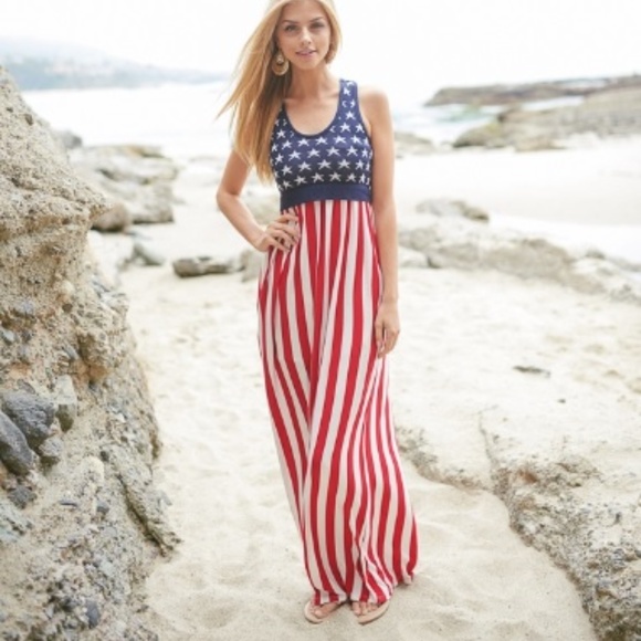 ***Last Ones*** Savannah American Flag Maxi Dress - Picture 2 of 5
